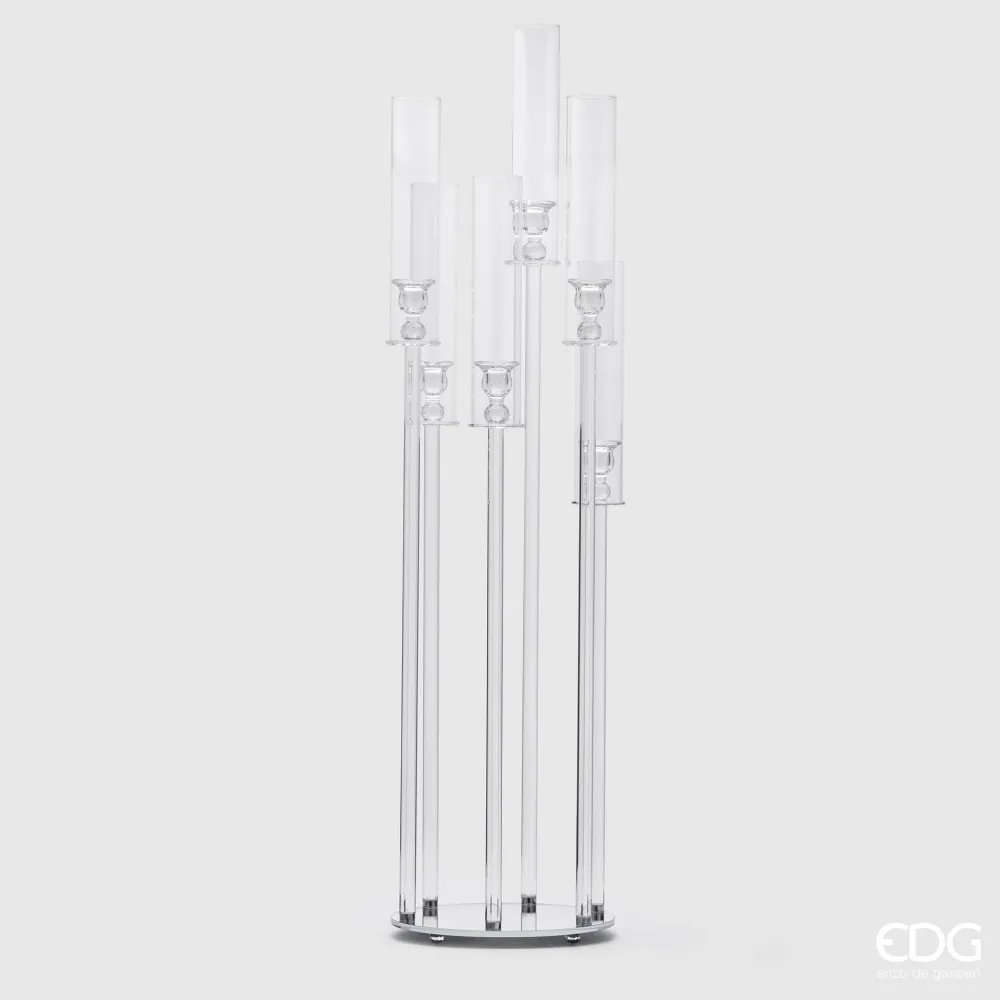 EDG Enzo De Gasperi Portacandela Crystal Cilindro 7 Fuochi H110 cm