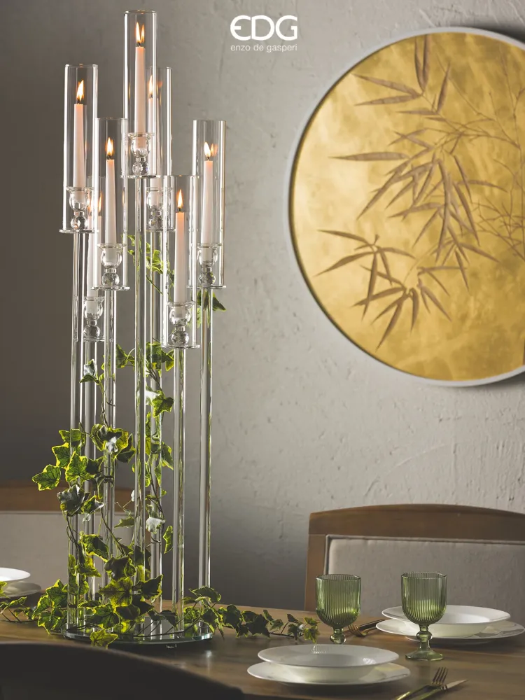 EDG Enzo De Gasperi Portacandela Crystal Cilindro 7 Fuochi H110 cm