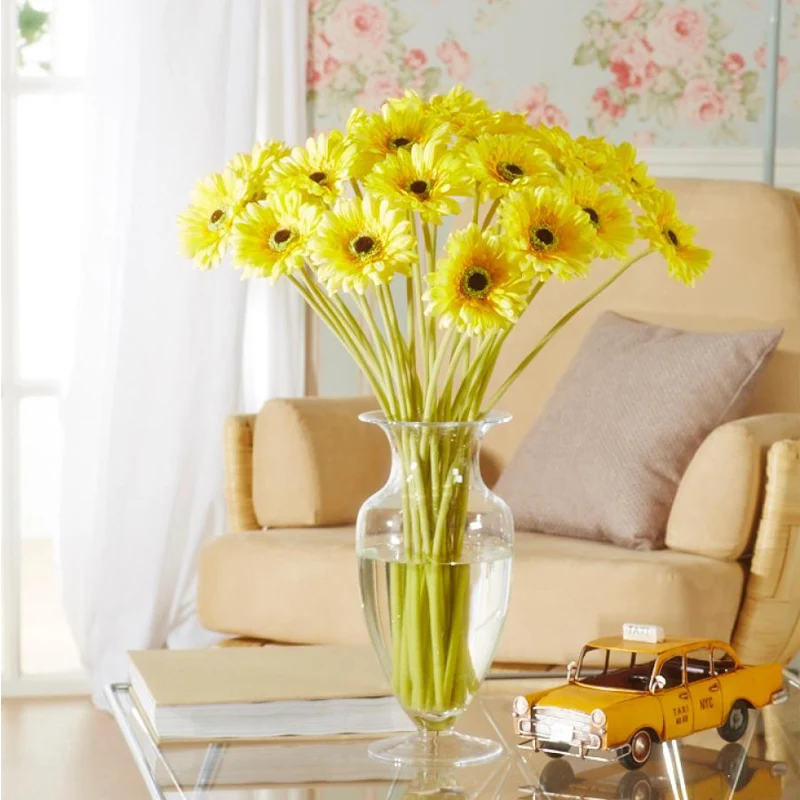 EDG Enzo De Gasperi Ramo Artificiale di Gerbera Rex H60 cm Giallo