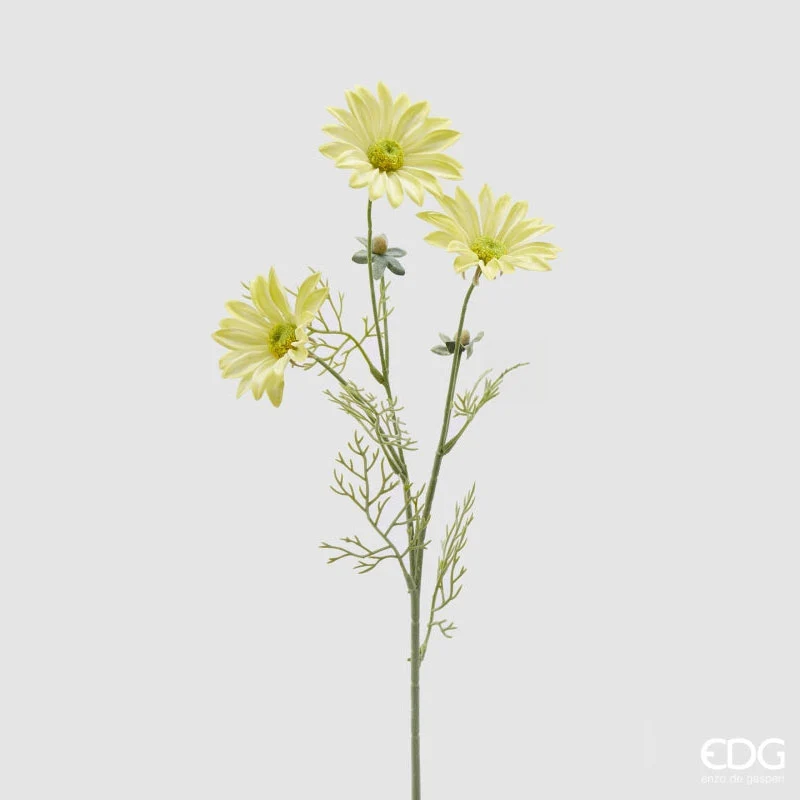 EDG Enzo De Gasperi Ramo Artificiale di Margherita x3 Fiori H65 cm Giallo