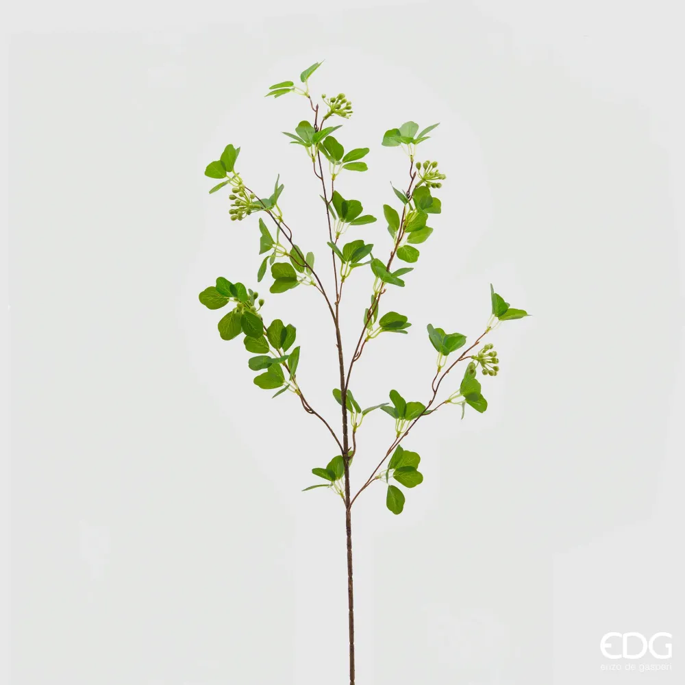 EDG Enzo De Gasperi Ramo Artificiale di Viburno 5 Fiori con Bacche H90 cm Verde Chiaro