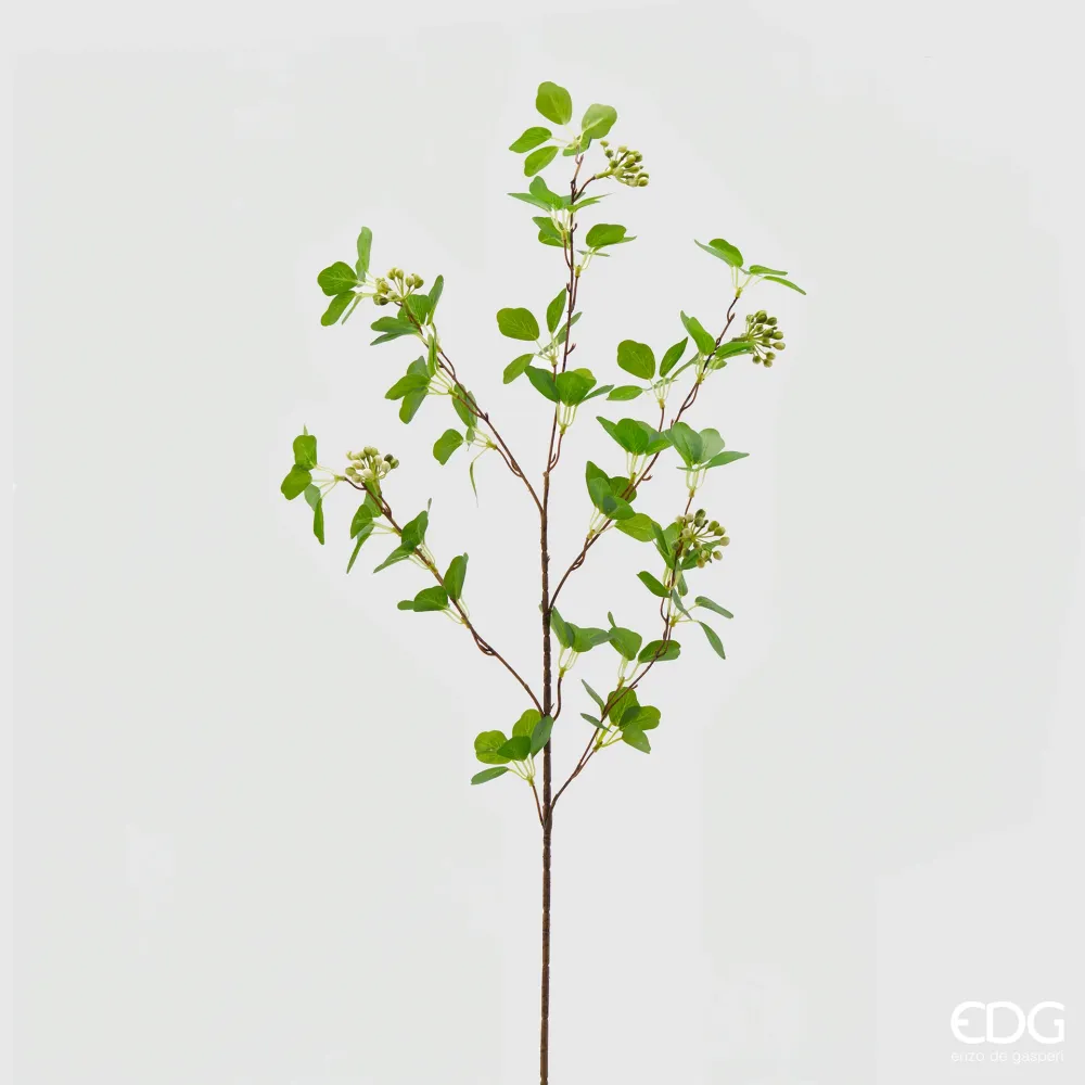 EDG Enzo De Gasperi Ramo Artificiale di Viburno 5 Fiori con Bacche H90 cm Verde Scuro