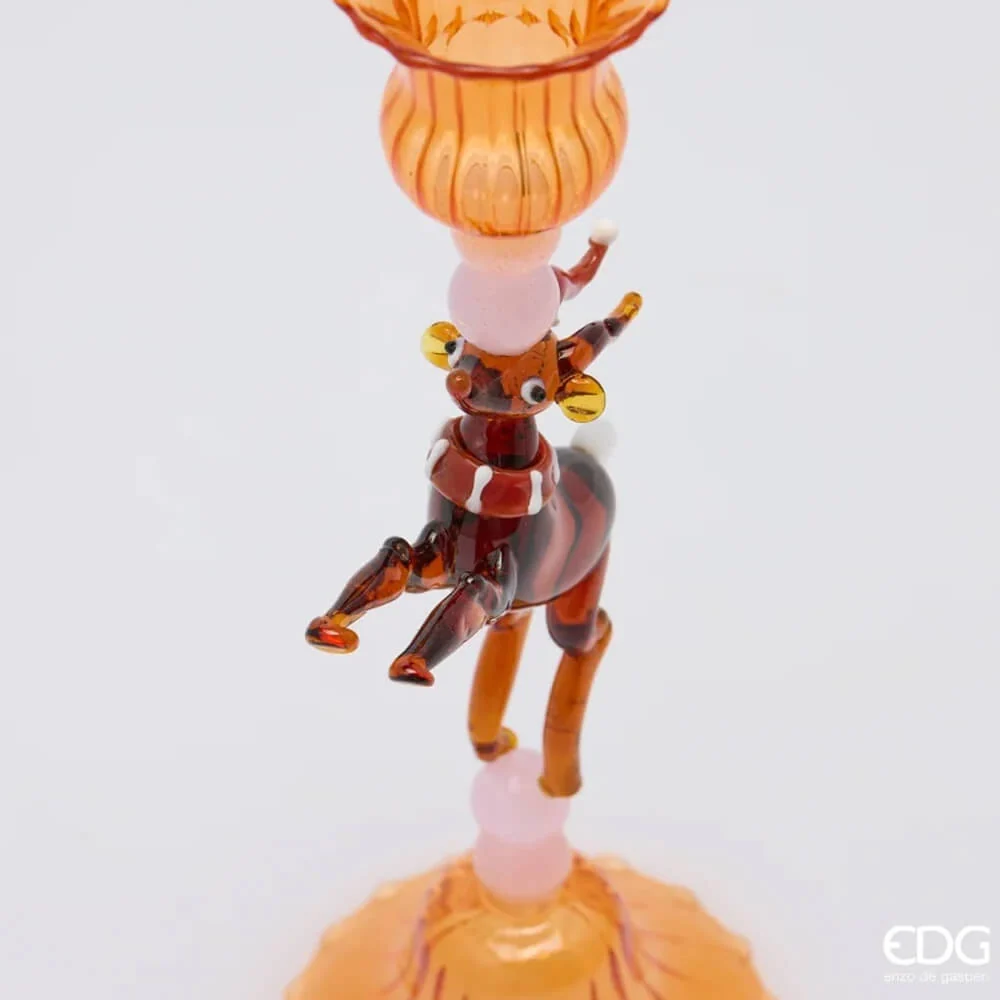 EDG Portacandela Renna Vetro H24 D8,5 cm
