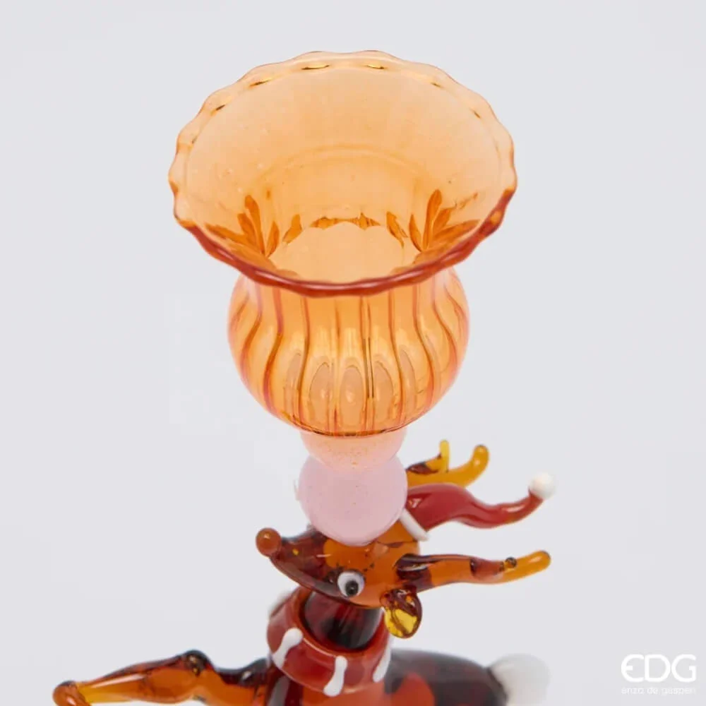 EDG Portacandela Renna Vetro H24 D8,5 cm