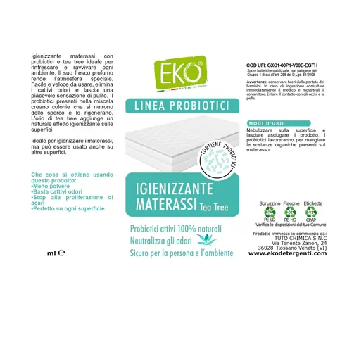 EKO Igienizzante Materassi con Probiotici e Tea Tree