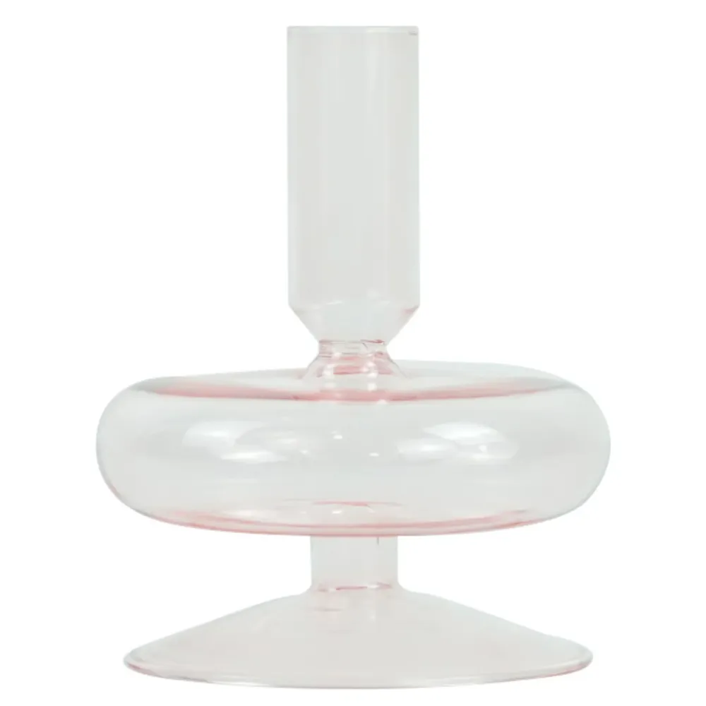 Elly portacandela vetro rosa 12 cm