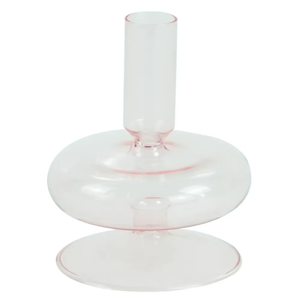 Elly portacandela vetro rosa 12 cm