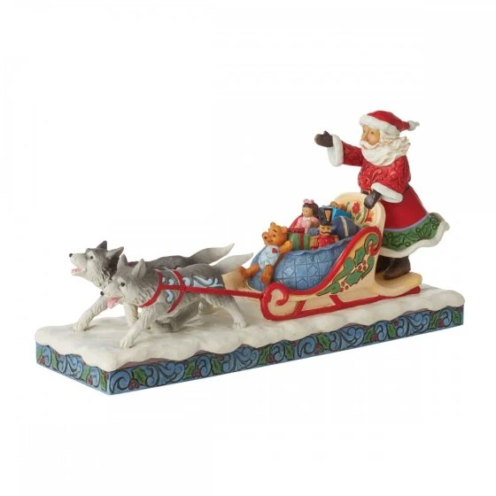 Enesco Statuetta Natalizia Babbo Natale Slitta con Cani