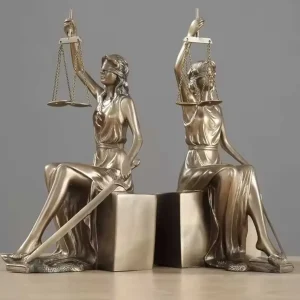 Fermalibri bronzo raffiguranti la statua della giustizia – Set di 2 – 26 cm