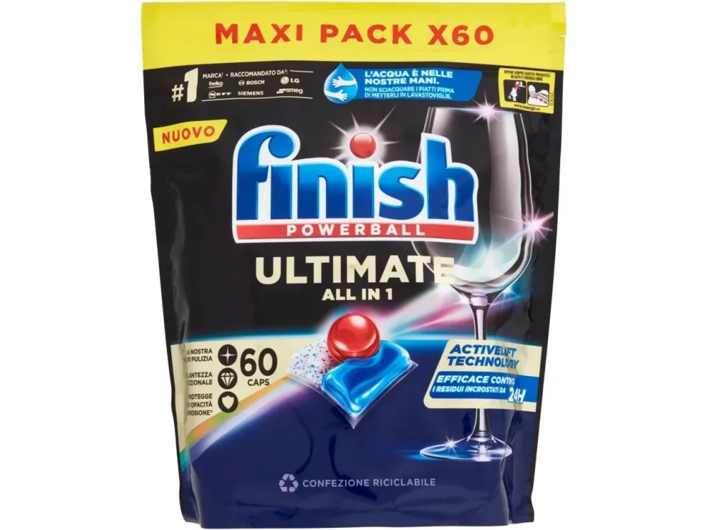 Finish powerball ultimate tutto uno x60 caps per lavastoviglie classico$