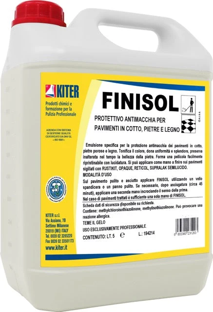 FINISOL - Protettivo antimacchia all'acqua per pavimenti cotto, pietre naturali e legno