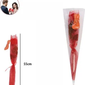 Fiore Rosa Rossa Artificiale Con Ramo Foglie 55cm Regalo Per San Valentino 63291