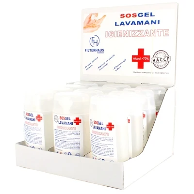 12 Flaconi SOSGEL da 100ml Gel igienizzante con antibatterico per le mani