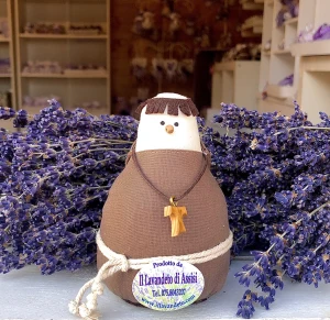 Frate Assisi con lavanda. Souvenir Assisi, Regalo religioso, Bomboniere per Prima Comunione bambino
