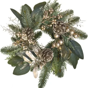 Ghirlanda corona di natale centrotavola natalizio decorazione con bacche color champagne