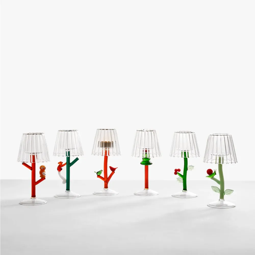 Ichendorf Milano Woodland Portacandela Tealight Uccellini Vetro Borosilicato