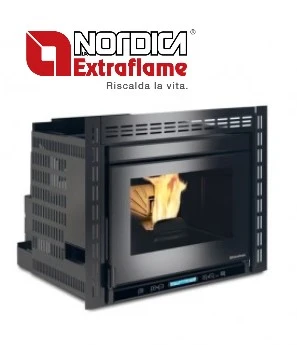 Inserto Camino Pellet Ventilato La Nordica Modello Comfort Plus Crystal 11,0 Kw