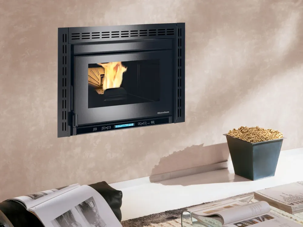 Inserto Camino Pellet Ventilato La Nordica Modello Comfort Plus Crystal 11,0 Kw