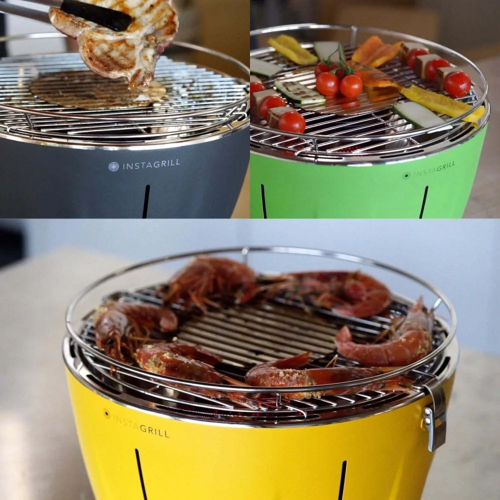 Instagrill Barbecue Arancio Power Bank Inclusa + Carbone Vegetale 2,5 Kg E Bio Etanolo 500ml Classe Srl