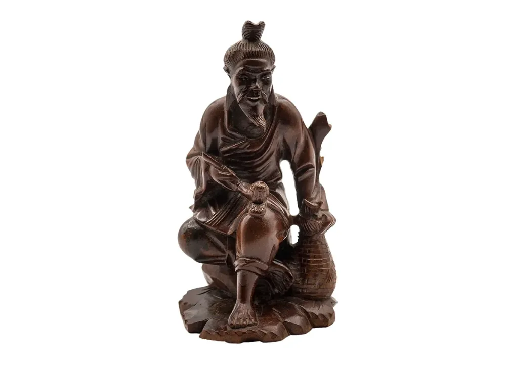 Intaglio del legno, statua cinese vintage