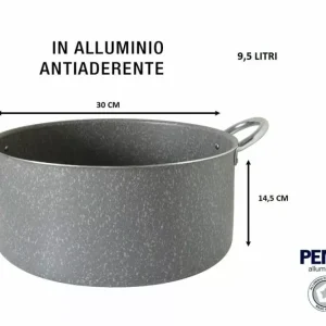 Italpent Pentalux Casseruola Antiaderente Stone Line Ø 30cm 9.5L Senza Nickel PFOA