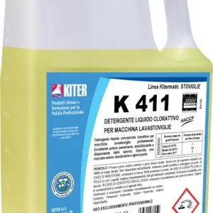 K411 Detergente liquido concentrato clorattivo per macchine lavastoviglie