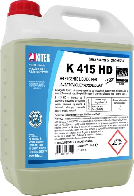 K415 HD Detergente liquido per lavastoviglie "acque dure"