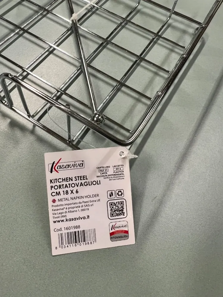 KASAVIVA - KITCHEN STEEL PORTATOVAGLIOLI SLIM METALLO 15x6 CM