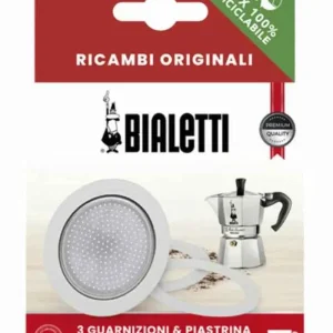 Kit tre guarnizioni più piastra per moka dodici tazze originale Bialetti 0800036