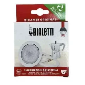 Kit tre guarnizioni più piastra per moka due tazze originale Bialetti 0800032