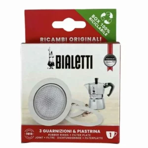 Kit tre guarnizioni più piastra per moka una tazza originale Bialetti 0800031
