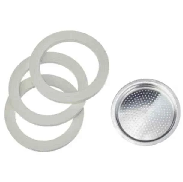 Kit tre guarnizioni più piastra per moka una tazza originale Bialetti 0800031