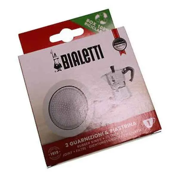 Kit tre guarnizioni più piastra per moka una tazza originale Bialetti 0800031