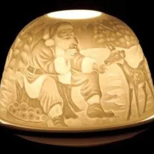 Lanterna portacandela starlight con rilievi porta candela babbo natale