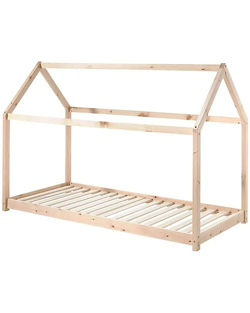 Letto Cabane - Naturale - 90 x 200 cm - Pino Massiccio - con Doghe Vipack