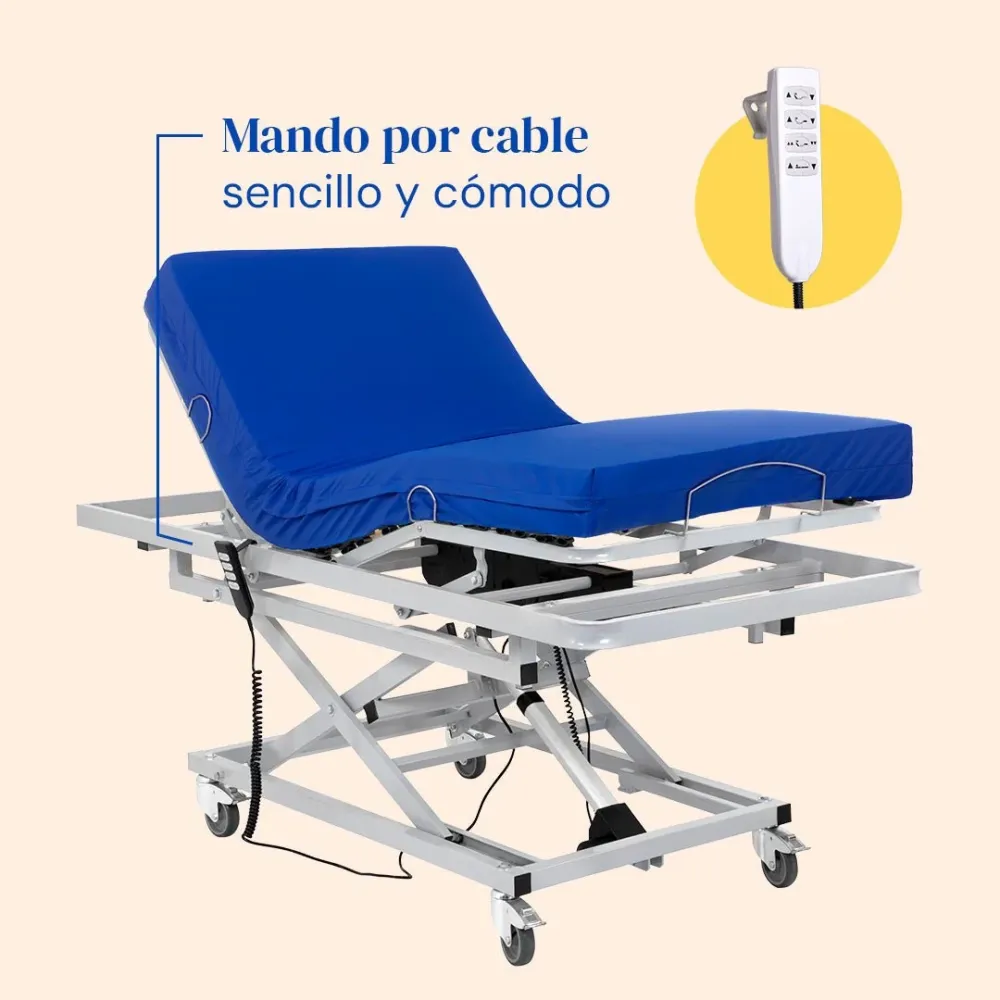 Letto ospedale regolabile altezza con materasso memory foam - 90x200 cm