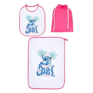 Lilo & stitch set 3 pezzi bavaglino, tovaglia e sacca