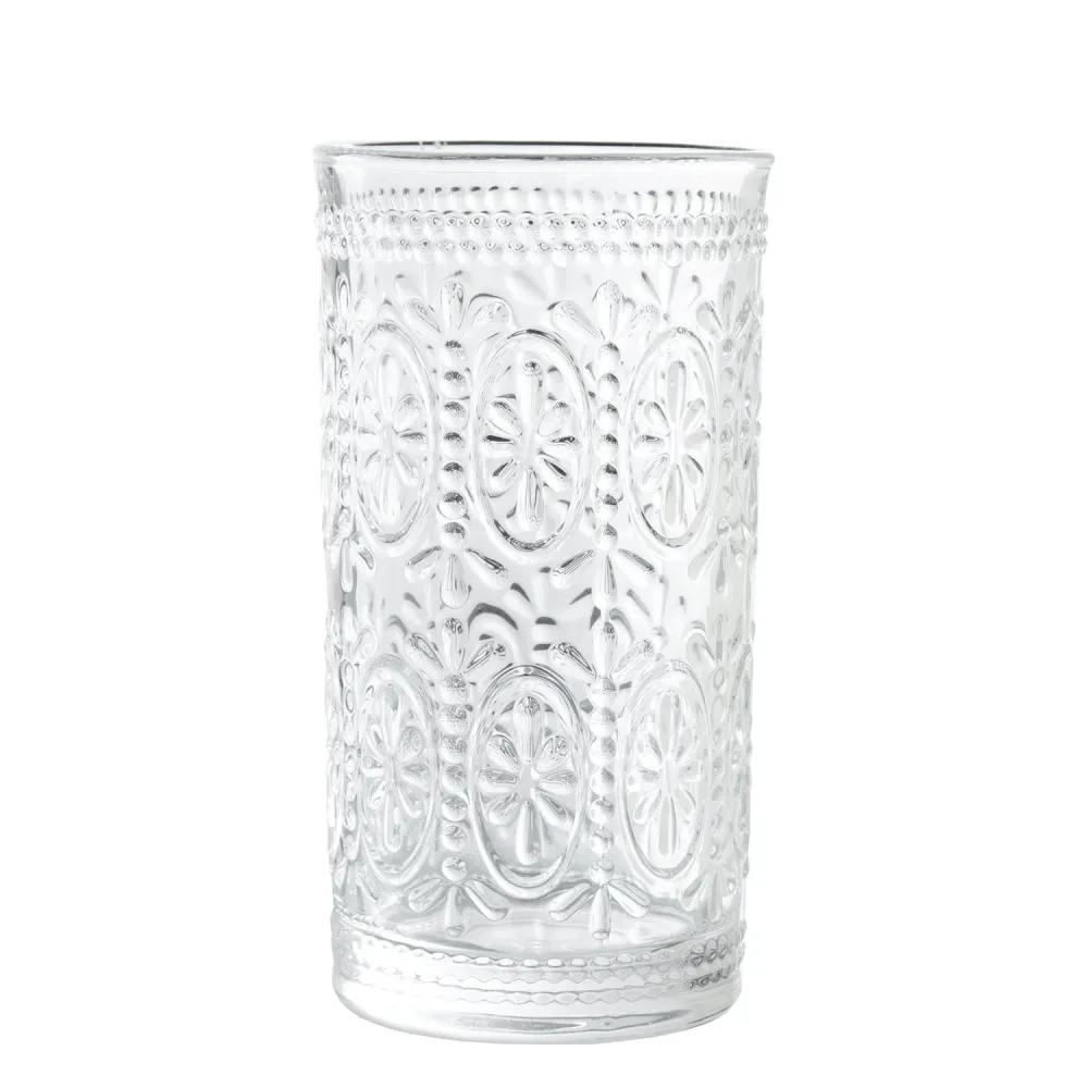 Lisbona set Bicchieri 6pz acqua vetro trasparente decoro fiori