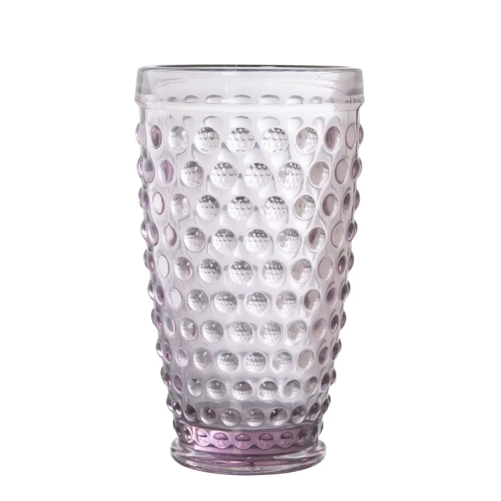 Lisbona set Bicchieri 6pz acqua vetro colore rosa-ametista decoro sferico