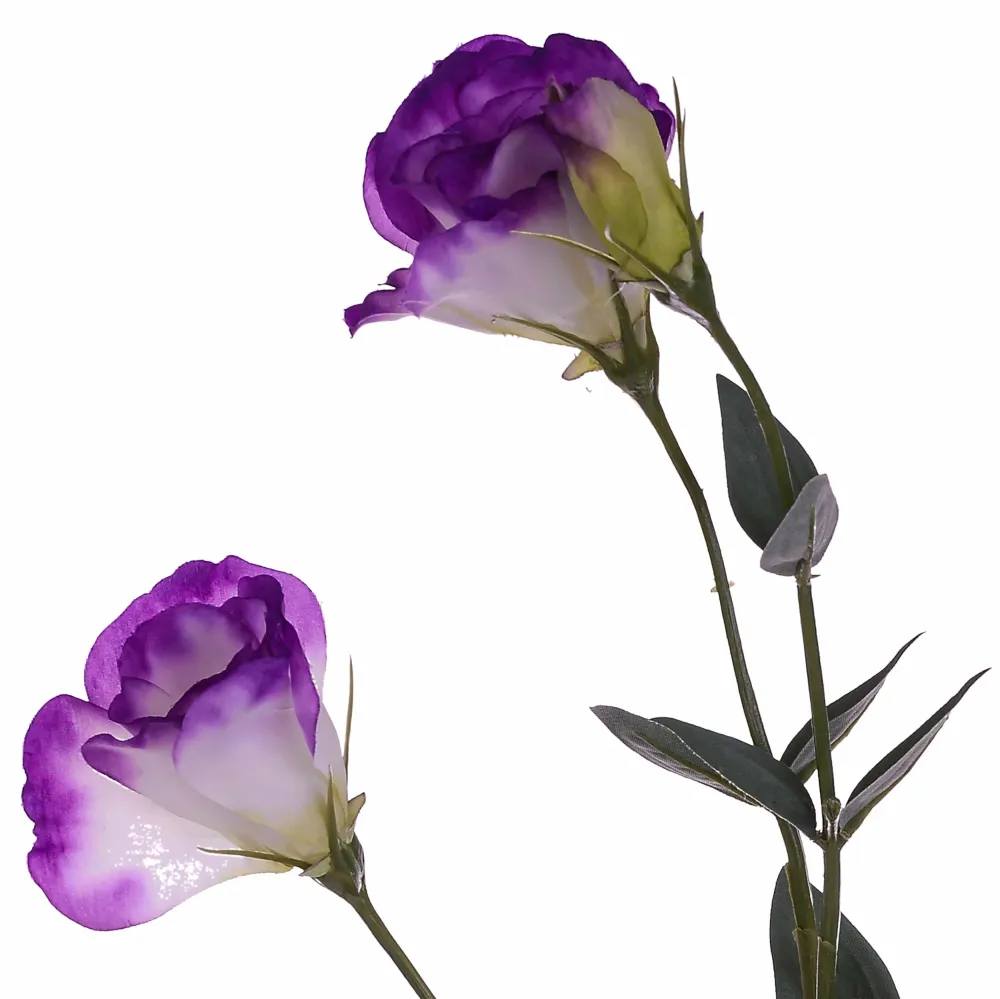 Lisianthus fiore fucsia e bianco artificiale ramo con foglie 75 cm
