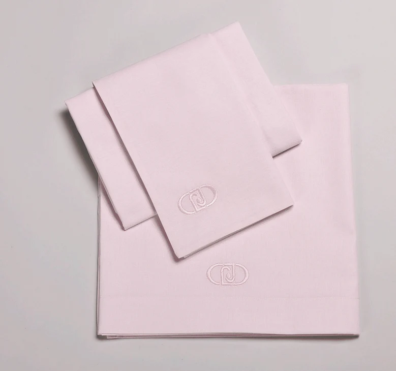 LIUJO Set Lenzuola 3pz Carrozzina OVAL RICAMATO - BL599B - colore rosa 90