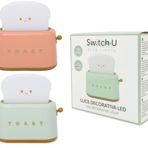 Luce notturna led forma di tostapane verde e arancio 13.5x5.5x13 cm - Ibs