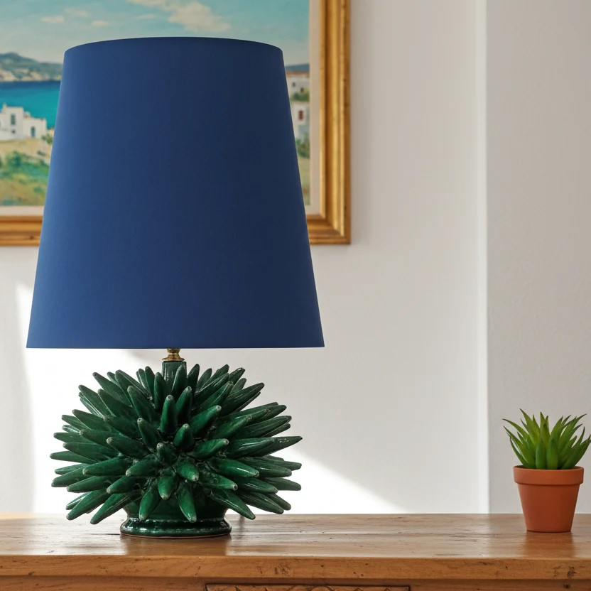 Lume Riccio di Mare Verde 50cm Ceramica di Caltagirone