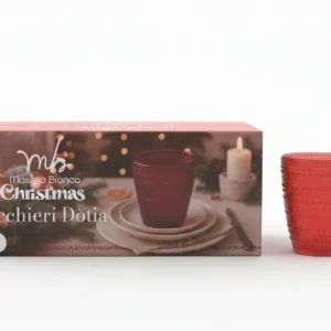 Mastro Bianco Bicchieri Dotia Christmas Set 6 Pezzi - Texture Rilievo Rosso Natalizio