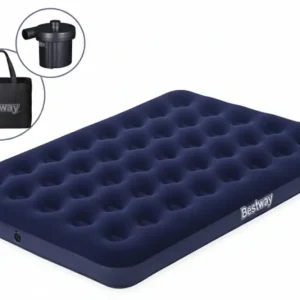 Materasso Gonf. Airbed Blu Floccato Matrimoniale Con Pompa Elettrica Cm.191X137X22H. (Art.67287) Bestway