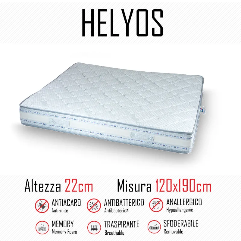 Materasso Helyos 120x190 gomma e memory alto 22cm