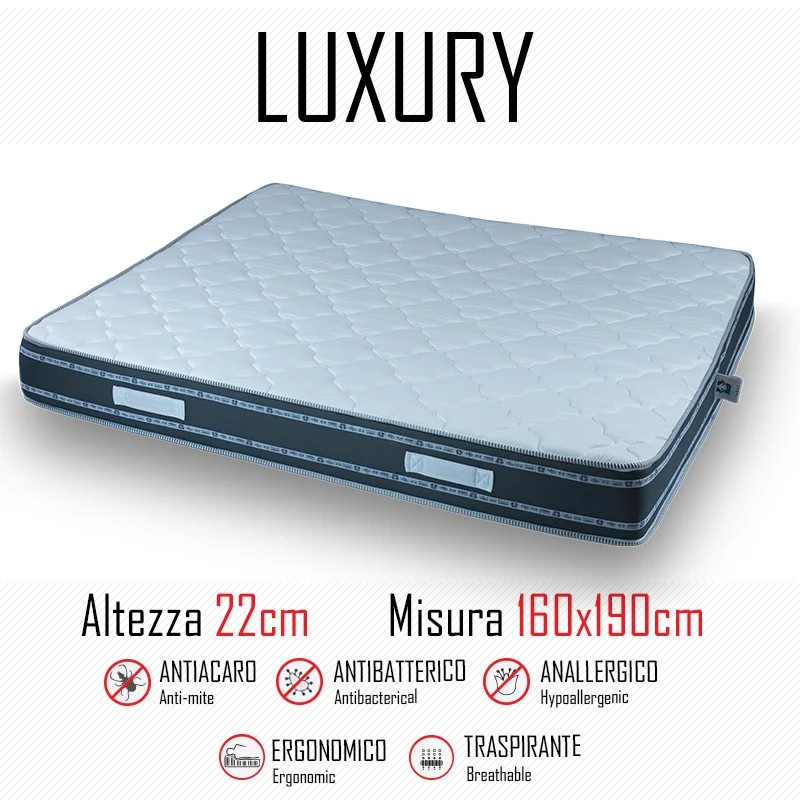 Materasso Luxury 160x190 poliuretano alto 22cm