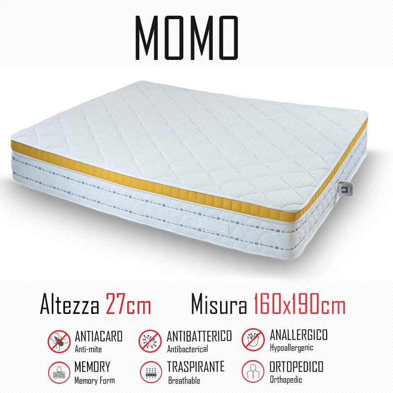 Materasso Momo 160x190 gomma e memory alto 27cm