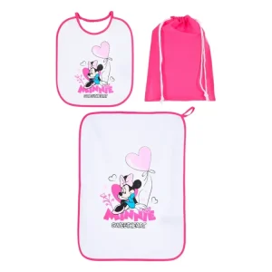 Minnie set 3 pezzi bavaglino, tovaglia e sacca
