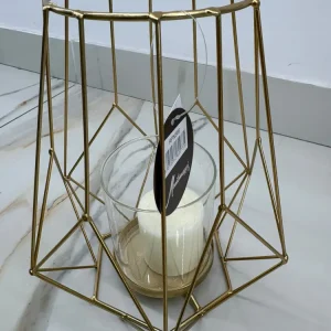 MONTEMAGGI GOLD WIRE PORTACANDELE EASAGONALE ORO